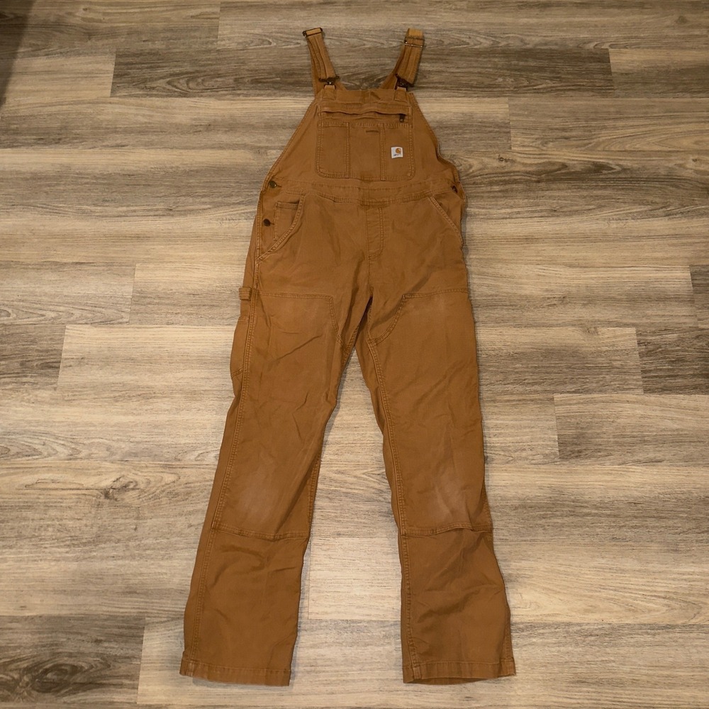 Carhartt Women Loose Fit Canvas Overalls Brown OR2438-W Medium Tall